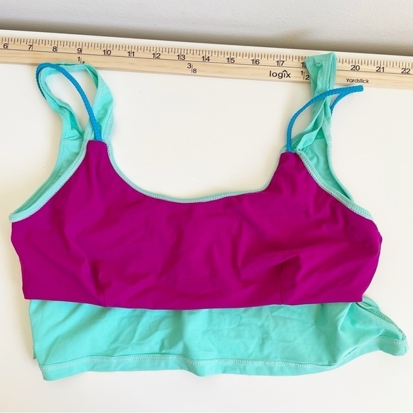 NEW Basta Surf Reversible Bikini Top size medium teal blue modest bright purple - Picture 4 of 5